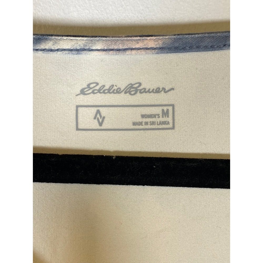 Eddie Bauer Blue Watercolor Fit Flare Dress Sleeveless Pockets Medium - Picture 3 of 9
